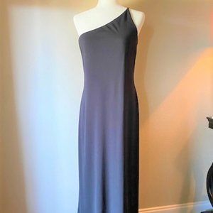 One Shoulder, Black Dress, Long/Size 14